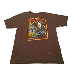 Ghostface Scream Let's Watch Scary Movies Graphic T-Shirt Black Horror Mens XL